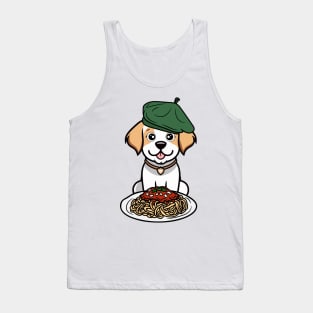 Cute Happy Dog is eating spaghetti Tank Top